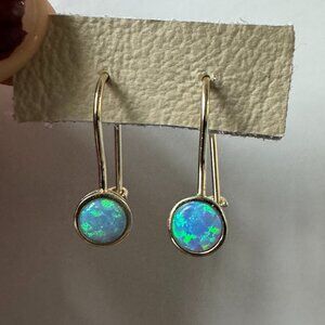 Brilliant blue opal drop earrings (gold plated sterling silver)